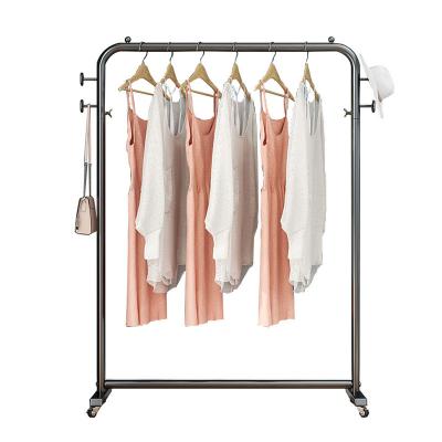 China Eco-friendly Clothes Dryer Floor Coat Rack Single Drying Rack Steel Hanger Laundry Clothes Drying Rack for sale