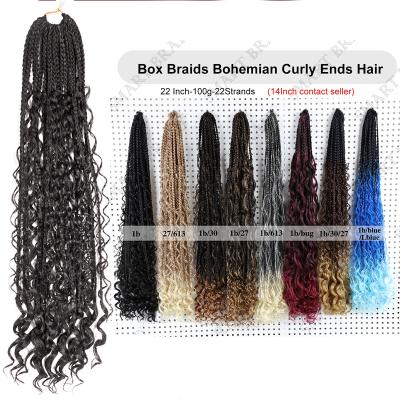 China High Quality With Low Price Goddess Box Braids Crochet Hair Ends Ombre Curly Synthetic Bohemian Braiding Hair Extensions Pre-looped Box Braiding For Women for sale