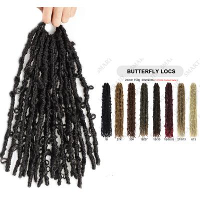 China Synthetic Butterfly Locs Hair 12 Soft Distressed Butterflies Faux Locs 18 24 Inch Butterfly Faux Locs Crochet Hair NU Butterfly Locs for sale