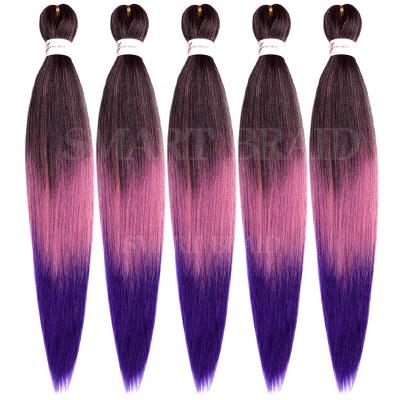 China Custom 3 Tone Pink Wavy Women Yaki Synthetic Hair Extensions Bulk Synthetic Braiding Hair Easy Braid Private Label Colored Hair Extensions for sale