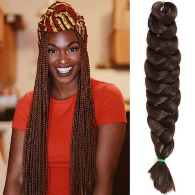 China Synthetic jumbo braid braiding hair for women crochet twist braid black synthetic hair extensions fiber elephant braids hair 24 inch for sale