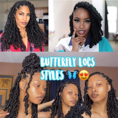 China Butterfly Locs Crochet Hair Distressed Faux Locs Crochet Hair Pre Looped Natural Messy Butterfly Bob Locs Pre-Twisted Braids Butterfly Locs for sale