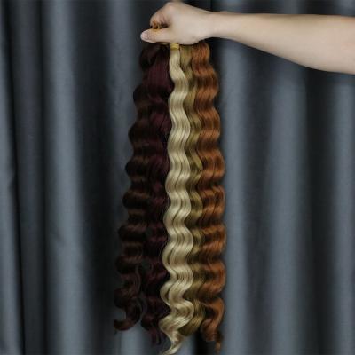 China Deep Wave Synthetic Fiber Hair Water Wave Braids Crochet Natural Deep Wave Braiding Hair Bundles Synthetic Hair Extension for sale