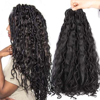 China Hot Sale Wavy Synthetic Braiding Hair 20 Inch Mermaid Goddess Locs 20 Inch Mermaid Goddess Locs Crochet Hair With Curly Ends for sale