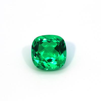 China Jewelry making lab-raised Colombian green stone8*8mm cushion low price per carat synthetic green loose gemstone for ring jewelry making for sale