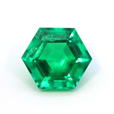 China Jewelry Making Cheap Colombian Lab-Raised Green Stone 8*8mm Hexagon Per Carat Synthetic Green Loose Gemstone For Ring Jewelry Making for sale