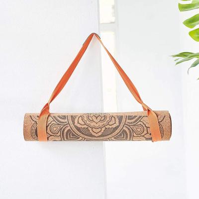 China Home Exercise Foldable High Density Anti Slip Non Slip Cork Rubber Yoga Mat With Natural Rubber Strap for sale