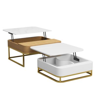 China (Other) Gold coffee table adjustable light luxury solid wood modern Nordic style coffee table for sale