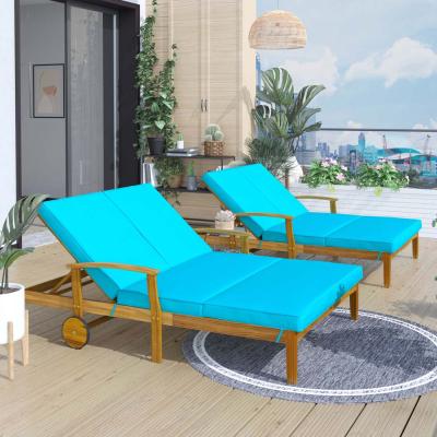 China Contemporary Outdoor Folding Beach Chairs Chaise Lounge For 2 Person Wooden Daybed for sale