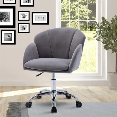 China (Size) Adjustable Free Shipping Modern Velvet Upholstered Gray Accent Office Home Desk Chair for sale