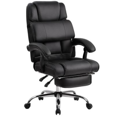 China Executive Leather Office Chair Revolving Recliner Swivels Cushion And Ergonomic Support Footrests for sale