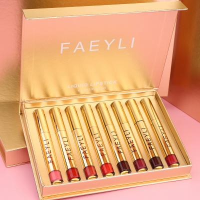 China FAEYLI Waterproof 8 Pieces Lip Gloss Set During Waterproof Wholesale Lip Gloss Moisturizer Matte Moisturizer Gift Box for sale