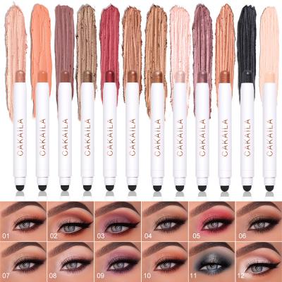 China Private Label 12 Color Waterproof CmaaDu Pearl Eyeshadow Stick Dual Matte Highlighter Bar for sale