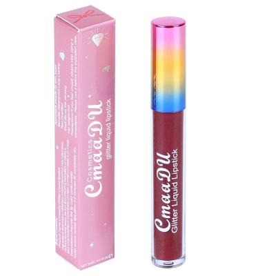 China CmaaDu Diamond Illusion Shiny Matte Metallic Waterproof Private Label Sequin Lip Gloss Liquid Lipstick for sale