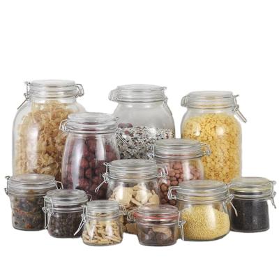 China Airtight Gift 500ML Glass Jars / Glass Jar Food Container With Top Sealing Lid for sale