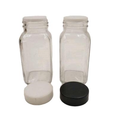 China Daily Life Square Glass Nice Seasoning Jars Spice Jars With Metal Cap for sale