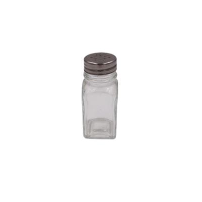 China Restaurants Appliances OEM Square 120ml Empty Clear Glass Pepper Bottle 4oz Spice Jar With Shaker With Screw Lid for sale