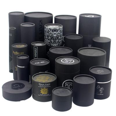 China Wholesale Eco Friendly Embossing Printing Cylindrical Black Tubes Packaging Box Kraft Paper Tube for sale