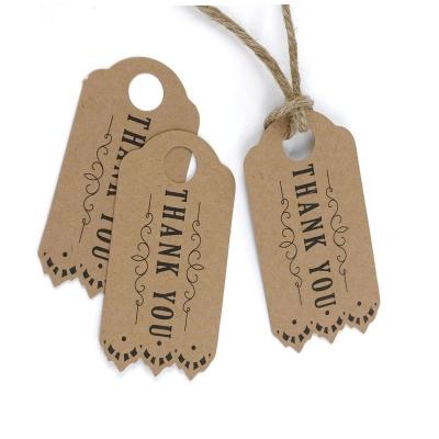 China New Design Recyled Custom Brand Logo Kraft Paper Fashion Decoration Thank You Hanging Tag Swing Tag for sale