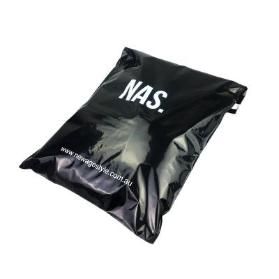 China Tearproof Custom Printed Black Poly Mail Plastic Bags For Shirt Pants Clothing Recycling Mailing Bag for sale