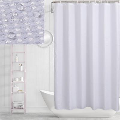 China Amazerbath Waffle Sustainable Shower Curtain , Heavy Duty 100% Polyester Bathroom Curtain With Hooks for sale