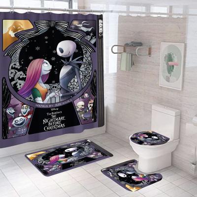 China Sustainable Halloween Shower Curtain, Hot Sale Printed Shower Curtain And Cover Set for sale