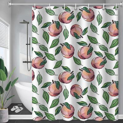 China Sustainable Fruit Pattern Custom Printed Digital Printing Polyester Shower Curtain for sale