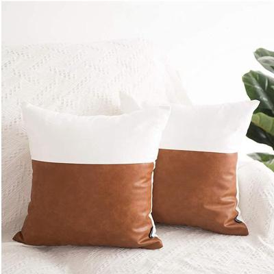 China 18 x 18 Inch Brown Anti-Static Modern Cushion Cases Decorative Pillow Case for Sofa, Car Cushion Cover Leather for sale