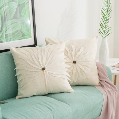 China Anti-Static Applique Embroidery Dandelion Flower Cushion Cover, Patches Fabric Cushion Linen Cover for sale