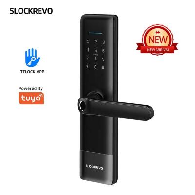 China Bluetooth+WiFi+Fingerprint+Card+Password+Mechanical Keys Tuya WiFi App Door Lock Smart Biometric Fingerprint Door Lock for sale