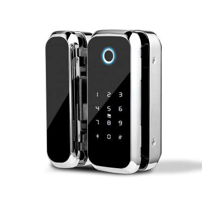 China Desktop WiFi App BLE TTLock Biometric Fingerprint Glass Door Lock for Office for sale