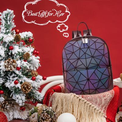 China Lovevook Luminous PU Leather Geometric Backpacks Women Luminous Backpack Sets For Ladies. for sale