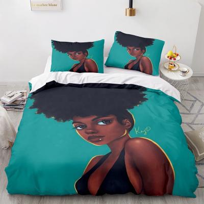 China Color Women Africa Girl Print Comforter Cover 3D Bedding Set Bed Sheets Anti-Static 100% Cotton For Hotel And Living Room Home Textiles for sale