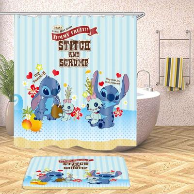 China New Design Sustainable Dot Bathroom Shower Curtain 2 Pcs Custom Sets With Non-slip Cover Bath Mat By Drifting Rabbit for sale