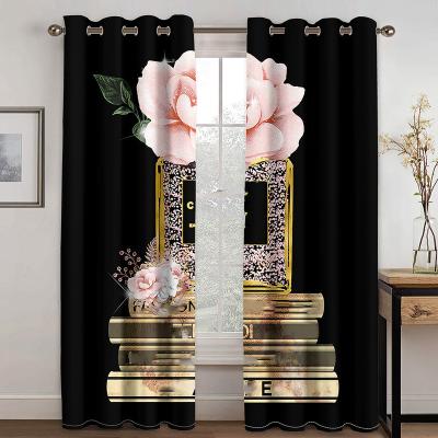 China Hot Selling Blackout Amazon Famous Brand Logo Curtain Luxury Custom Printed Black Afro Sexy Blackout Girl Blackout Curtain For Living Room for sale