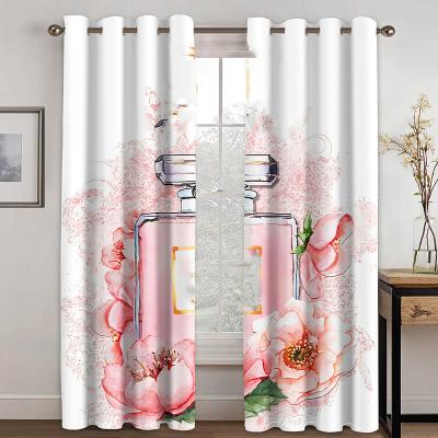 China Luxury Brand Name Logo Curtain Blackout Window Curtain 3d Polyester Black Custom Printed Curtains For Living Room,Bedroom for sale