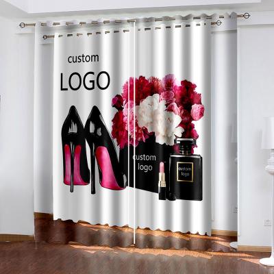 China Luxury Blackout Curtains Designs Super Big Curtain Brands Logo Blackout Window Curtains For Living Room for sale