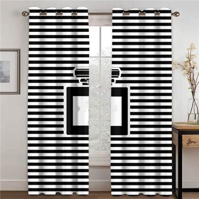 China Custom Made Printed Luxury Blackout Brand Name Logo Window Curtain Hotel Blackout Curtain Blackout Curtain For Living Room,Kitchen,Window for sale