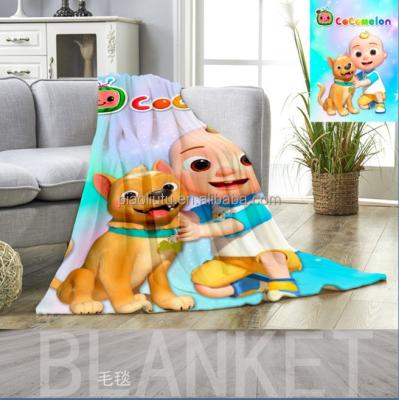 China Custom Warm Personalized Baby Cocomenlon Throw Blanket 3D Digital Printing Super Soft Flannel Blanket For Bedroom Living Room for sale