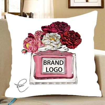 China Wearable Fashion Customized Logo Velvet Cushion Covers Custom 3D Printing Brand Logo Mulberry Silk Pillow Case for sale