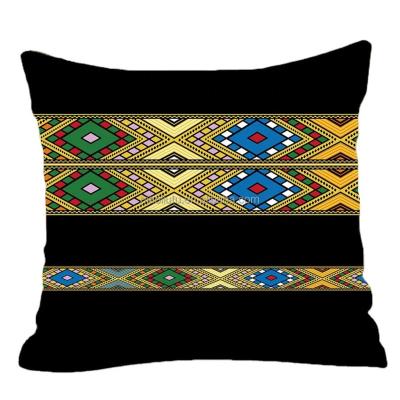 China Ethiopian traditional design saba portable wholesale custom cushion cover 18x18inch and telet hot sale pillow case for sale