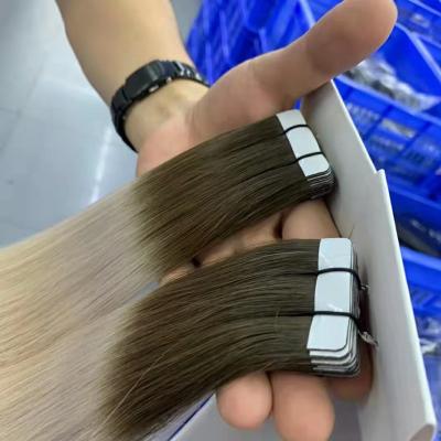 China Soft And Smooth Remy Tape In Hair Extensions 100% Balayage Hair Tape Hair Extension for sale