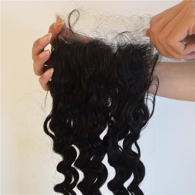 China Double Drawn Pre Plucked Natural Hairline Best Selling Custom Silk Base Curls Unprocessed Virgin Bundles And Transparent 5*5 4*4 Hair Closure for sale