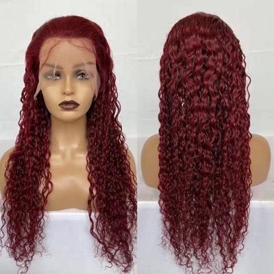 China Pre Plucked Hairline Natural Wine Color Pre Plucked Straight Frontal Curl Wigs Lace Front Wigs Water Colored for sale