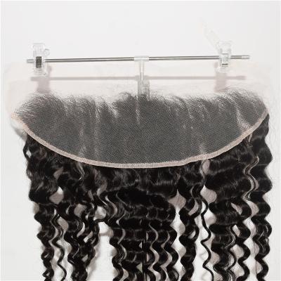 China Pre Plucked Natural Hairline Styling Swiss Closures And Illusion Real Deep Curly Hd Headbands With Sheer Lace For Brazilian Hair Bundles And Frontal Set for sale