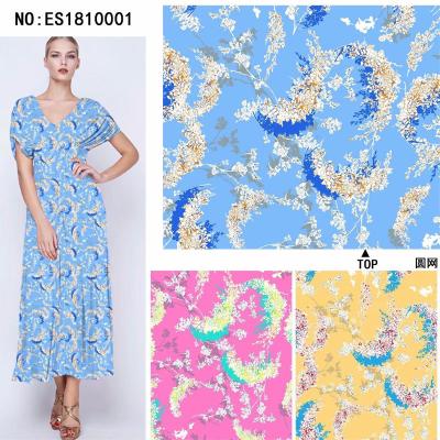 China Anti-Static Eco-friendly Lighted Weight Soft Floral Design Plain Polyester Custom Printed Satin Fabric for Dress for sale