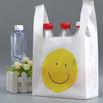 China Shops Microwavable Custom Grocery Biodegradable Plastic Carry Vest Handle Bag for sale