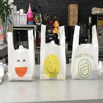 China Microwavable Wholesale Plastic T-shirt Thank You Bag Shopping Take Out Bag For Food Packaging for sale