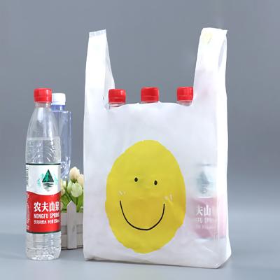 China High Quality Disposable Shopping HDPE Grocery Plastic T-shirt Shopping Carrier Bag On Roll for sale