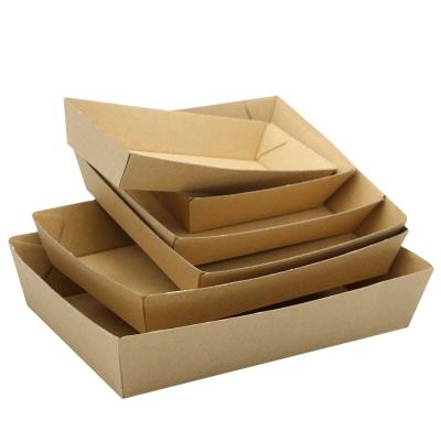 China ECO Corrugated Cardboard Food Packaging Takeaway Food Biodegradable Paper Tray for sale